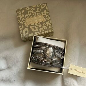 NWT SAACHI magnetic bracelet Silver Grey Boho Jewelry